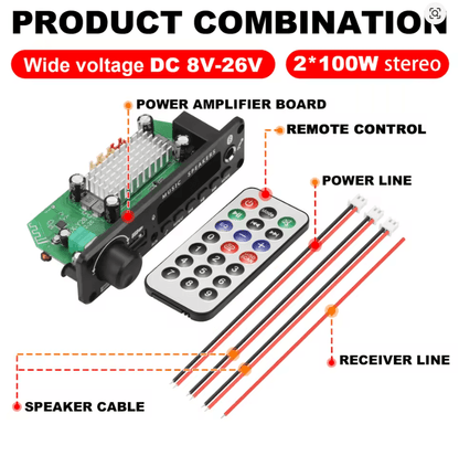200W Bluetooth Amplifier Board With MP3 WAV Decoder And Mic 1