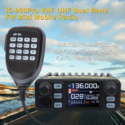 VHF UHF Dual Band Walkie Talkie Mobile Radio, Mini Car Transceiver with Noise Reduction Dual Watch & Vox Scramble