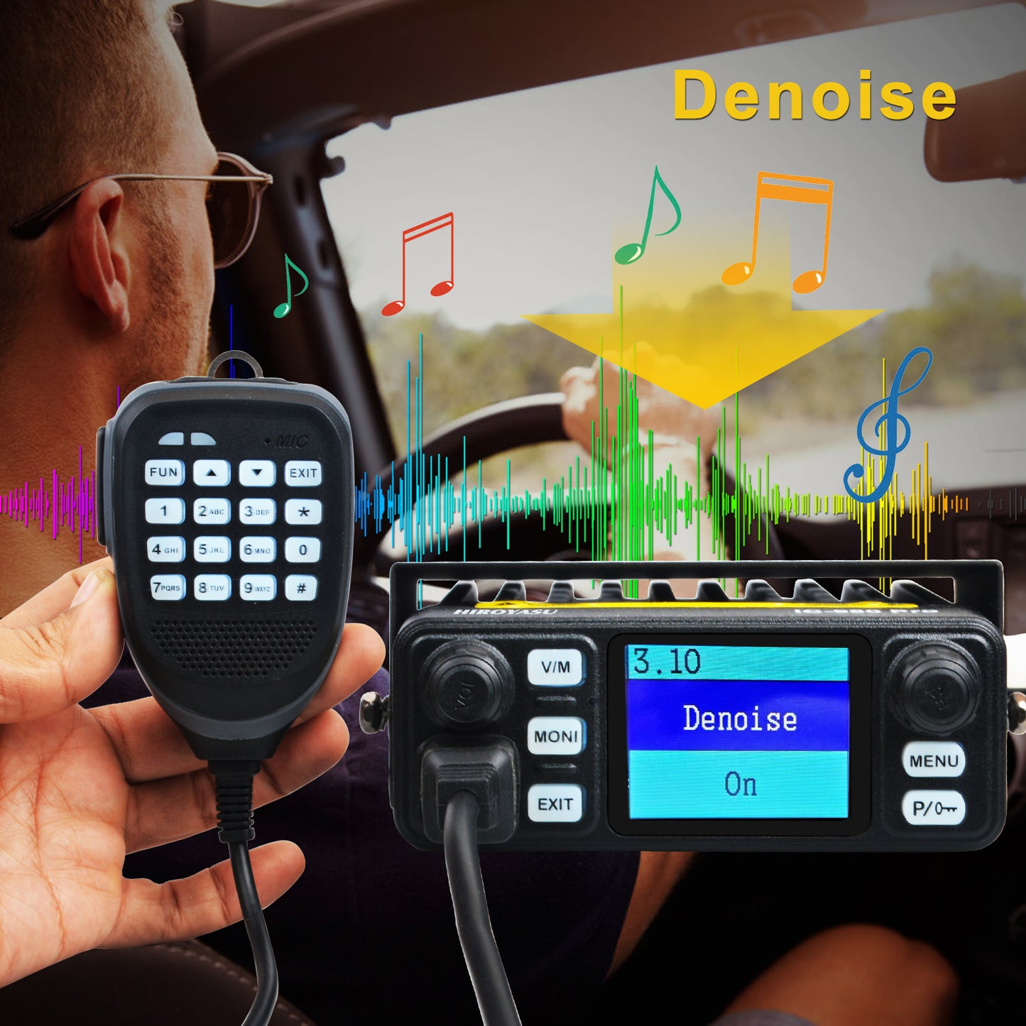 VHF UHF Dual Band Walkie Talkie Mobile Radio, Mini Car Transceiver with Noise Reduction Dual Watch & Vox Scramble