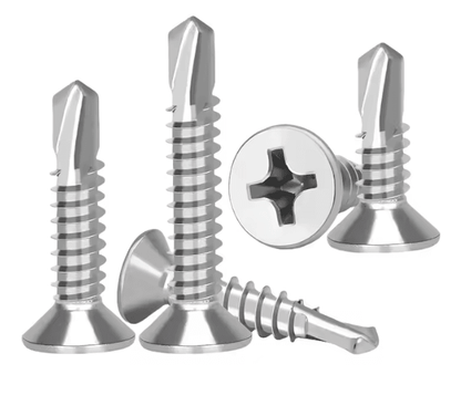 50 Piece 410 Stainless Steel Flat Head Self Drilling Screws M4.2