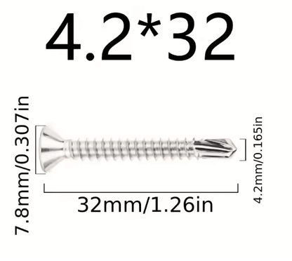 50 Piece 410 Stainless Steel Flat Head Self Drilling Screws M42 1