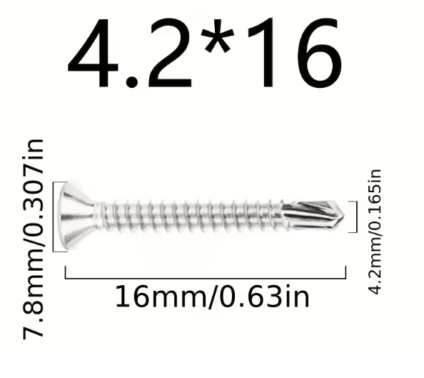 50 Piece 410 Stainless Steel Flat Head Self Drilling Screws M42 3