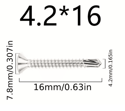 50 Piece 410 Stainless Steel Flat Head Self Drilling Screws M42 3