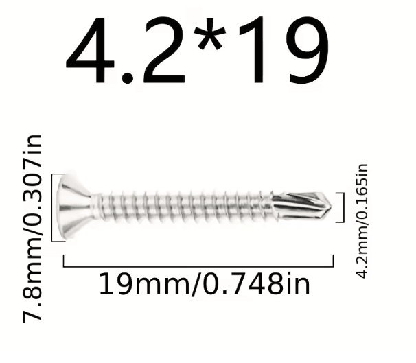 50 Piece 410 Stainless Steel Flat Head Self Drilling Screws M42 4