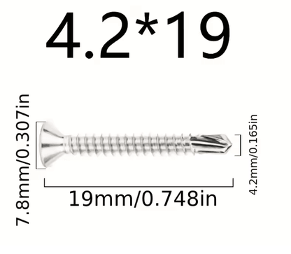 50 Piece 410 Stainless Steel Flat Head Self Drilling Screws M42 4
