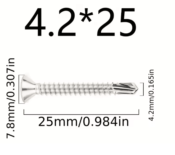 50 Piece 410 Stainless Steel Flat Head Self Drilling Screws M42 5