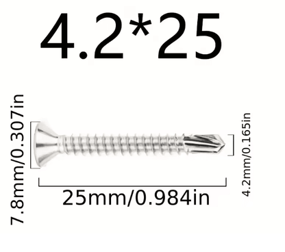 50 Piece 410 Stainless Steel Flat Head Self Drilling Screws M42 5