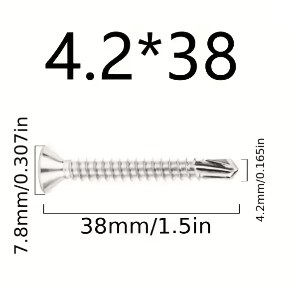 50 Piece 410 Stainless Steel Flat Head Self Drilling Screws M42 6