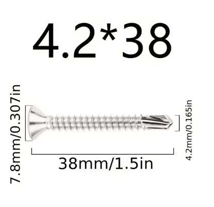 50 Piece 410 Stainless Steel Flat Head Self Drilling Screws M42 6