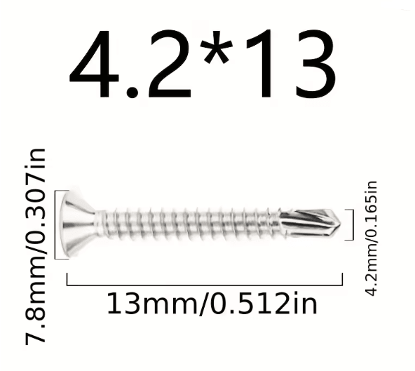 50 Piece 410 Stainless Steel Flat Head Self Drilling Screws M42 7