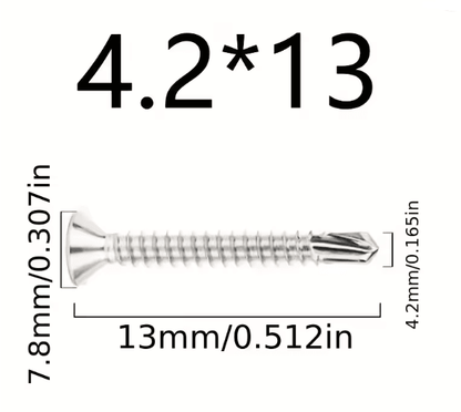 50 Piece 410 Stainless Steel Flat Head Self Drilling Screws M42 7