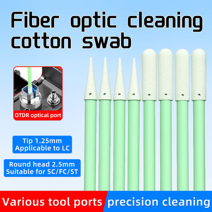Fiber Optic Swabs 100PCS for LC/SC/FC/ST Connectors, FTTH Cleaning Sticks Rod Tool Kit