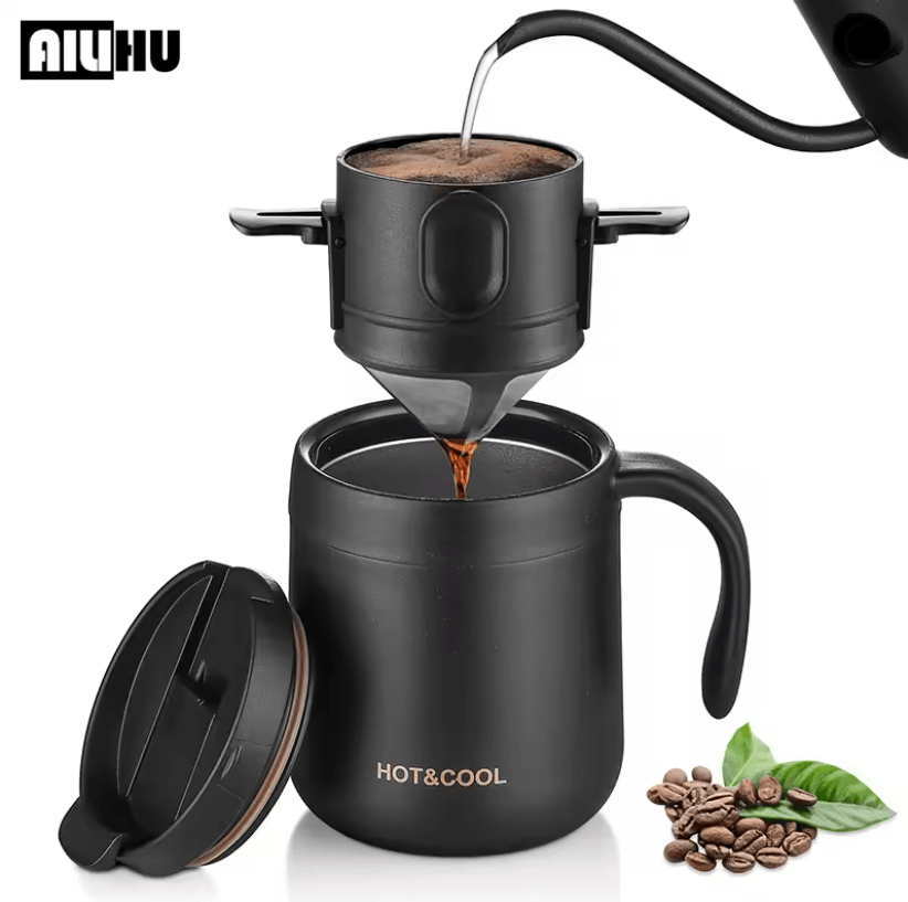 Portable Stainless Steel Coffee Dripper Mug Filter