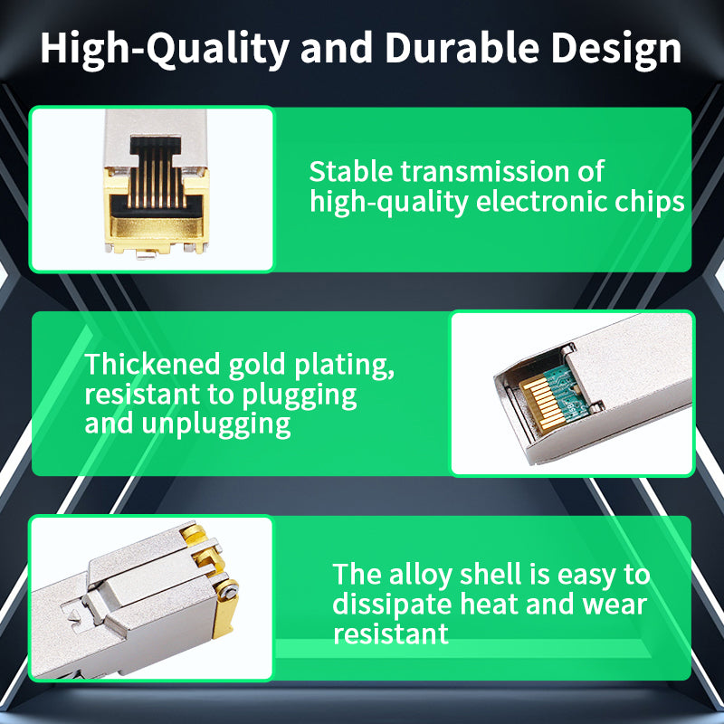 HORACO SFP+ Copper Module, Optical Port to RJ45 Gigabit Ethernet Transceiver SFP Network Adapter for Server, Router