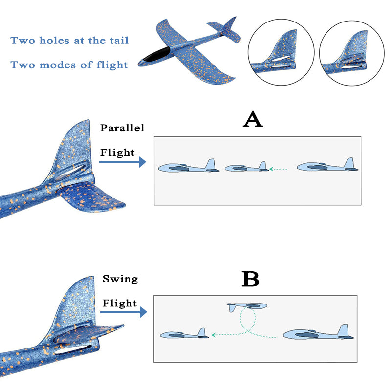 EVA Foam Hand Throw Glider Airplane Large Aircraft Model Toy For Kids DIY Flight Roundabout Airplan 3