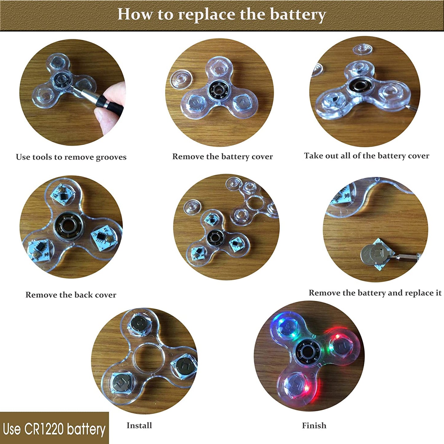 LED Crystal Fidget Spinner Hand Top Toy, Luminous Glow in Dark EDC Gyroscope for Kids Adults, Stress Relief Spinner