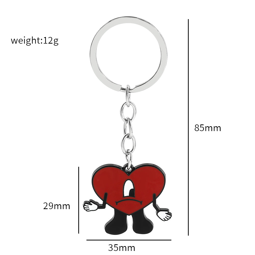 Bad Bunny Cosplay Necklace with Red Heart Pendant, Trendy Bad Rabbit Chain Jewelry Accessory, Cute Gift for Fans & Music