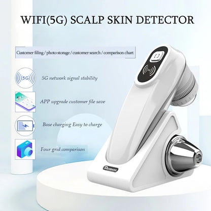 Professional Skin Analyzer Rechargeable UV Testing Analysis Magnifier with Dual Probes & Wi-Fi App Control