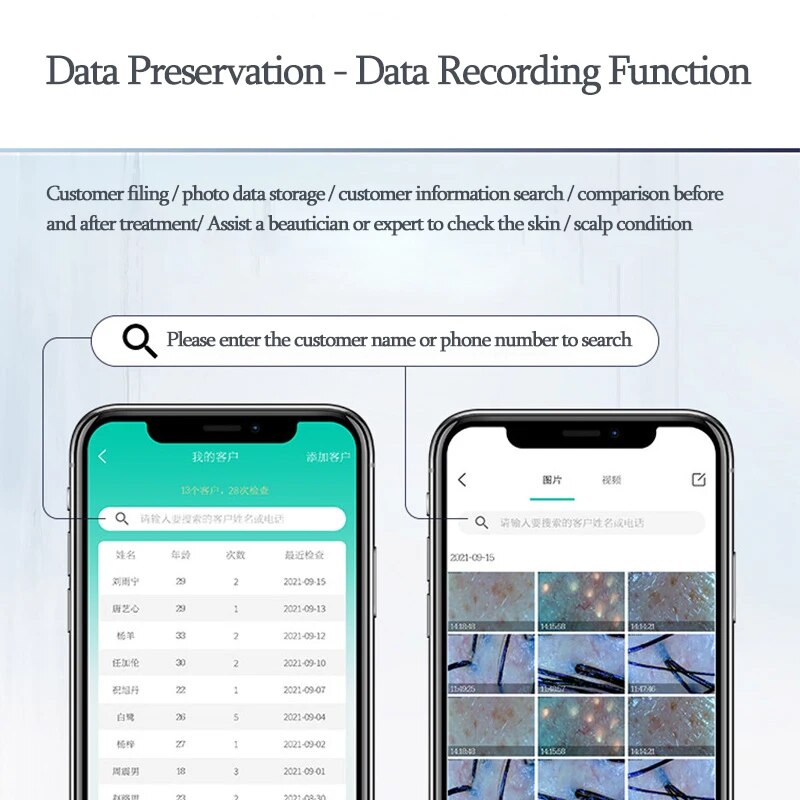 Professional Skin Analyzer Rechargeable UV Testing Analysis Magnifier with Dual Probes & Wi-Fi App Control