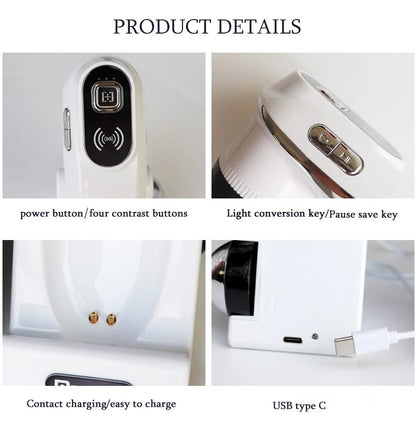 Professional Skin Analyzer Rechargeable UV Testing Analysis Magnifier with Dual Probes & Wi-Fi App Control