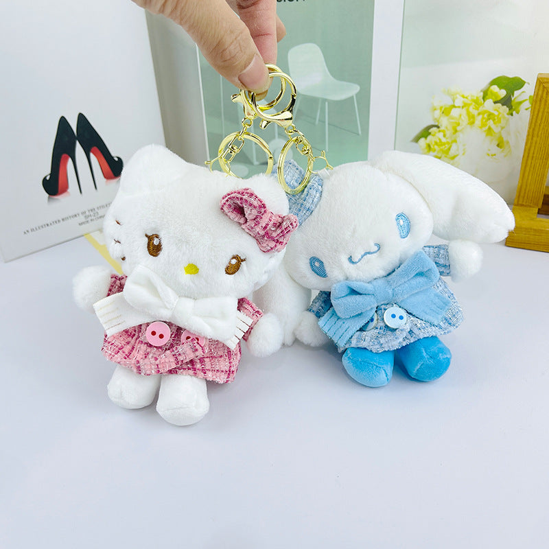 Kawaii Hello Kitty Kuromi Plush Keychain Sanrioed Cute Doll Pendant For Bags Kids Car Gifts  Christ 2