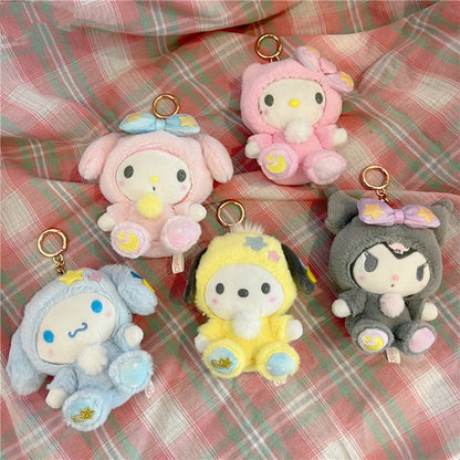 Kawaii Hello Kitty Kuromi Plush Keychain Sanrioed Cute Doll Pendant For Bags Kids Car Gifts  Christ 4