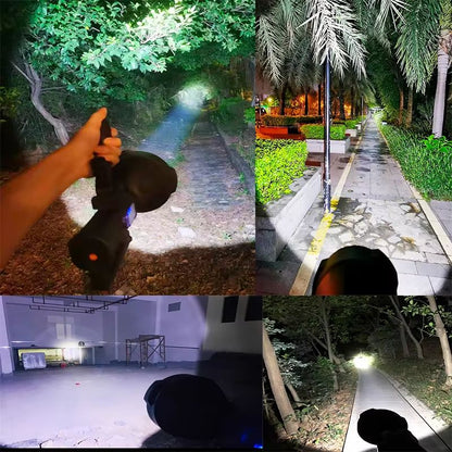 P150 XHP90 Rechargeable Spotlight  UltraPowerful Handheld Flashlight With TypeC Charging 4