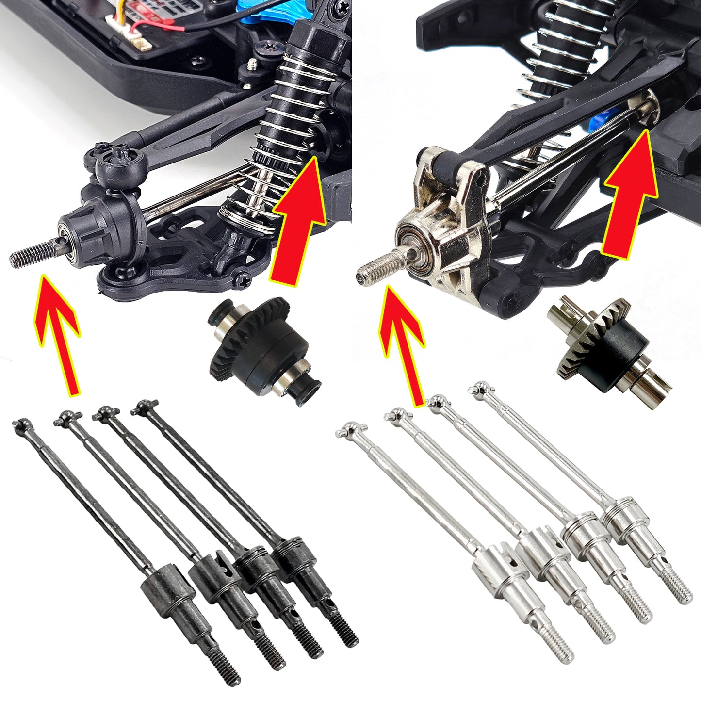 Metal Suspension & Aluminum Parts Upgrade Kit, Includes Wheel Hubs, Bearings