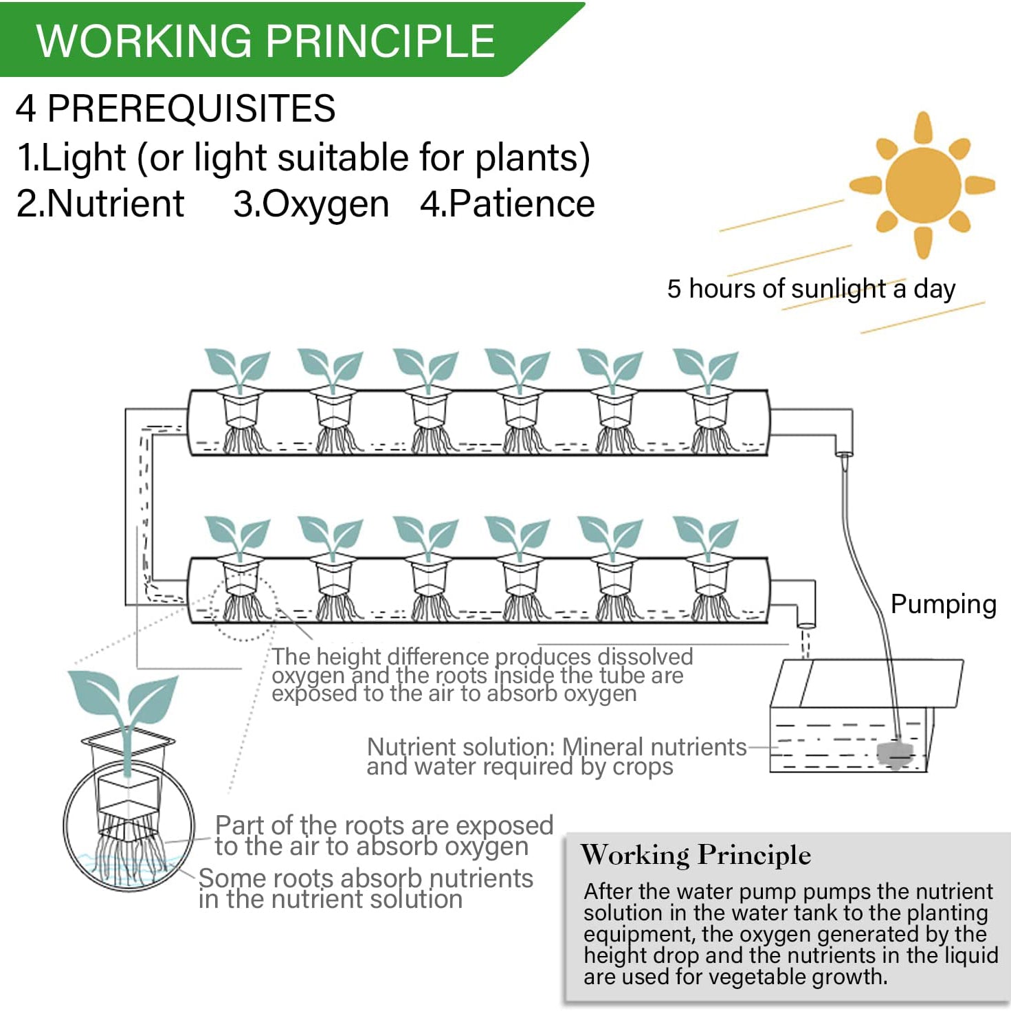 Hydroponics Growing System Kit, 3-Layer PVC-Pipe Cultivation for Vegetables & Herbs with 108 Sites