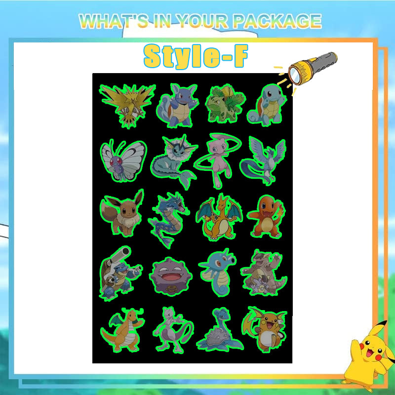 Pokemon Luminous Glow Tattoos, Pikachu Styles Temporary Stickers for Kids Party Supplies & Gift for Boys & Girls