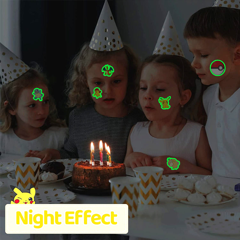 Pokemon Luminous Glow Tattoos, Pikachu Styles Temporary Stickers for Kids Party Supplies & Gift for Boys & Girls