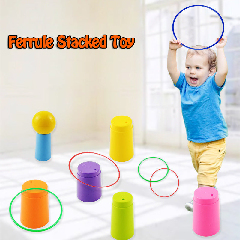 Kids Ferrule Ring Toss Circle Game, Stacked Throwing Toy for Indoor Outdoor Play, Early Education, Family Fun