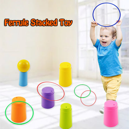 Kids Ferrule Ring Toss Circle Game, Stacked Throwing Toy for Indoor Outdoor Play, Early Education, Family Fun