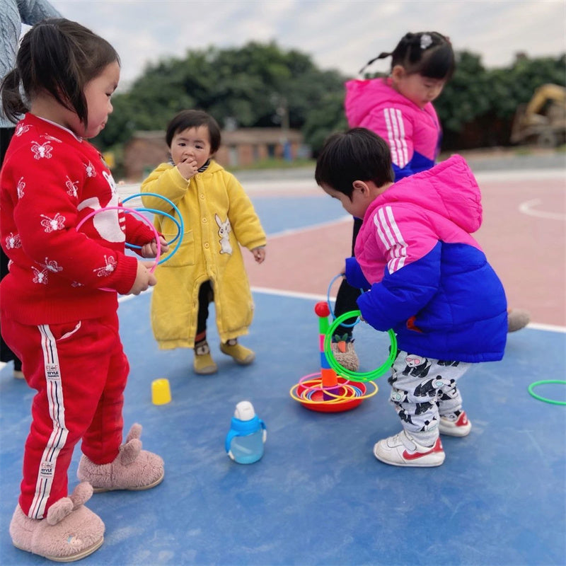 Kids Ferrule Ring Toss Circle Game, Stacked Throwing Toy for Indoor Outdoor Play, Early Education, Family Fun