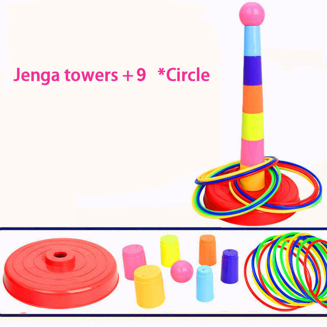 Kids Ferrule Ring Toss Circle Game, Stacked Throwing Toy for Indoor Outdoor Play, Early Education, Family Fun