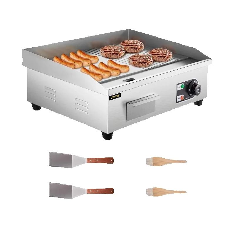 Electric Countertop Griddle Teppanyaki Grill, Stainless Steel Flat Top Grills for Pancakes, Chicken & Steak