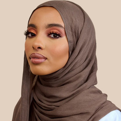 Big-Size Crinkle Rayon Hijab, Solid Muslim Scarf & Shawl, New Arrival Islamic Turban Headscarf Wraps Foulard