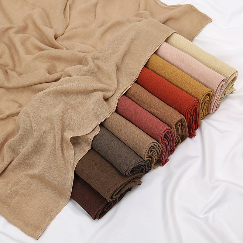 BigSize Crinkle Rayon Hijab Solid Muslim Scarf  Shawl New Arrival Islamic Turban Headscarf Wraps Fo 2