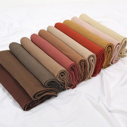 BigSize Crinkle Rayon Hijab Solid Muslim Scarf  Shawl New Arrival Islamic Turban Headscarf Wraps Fo 5
