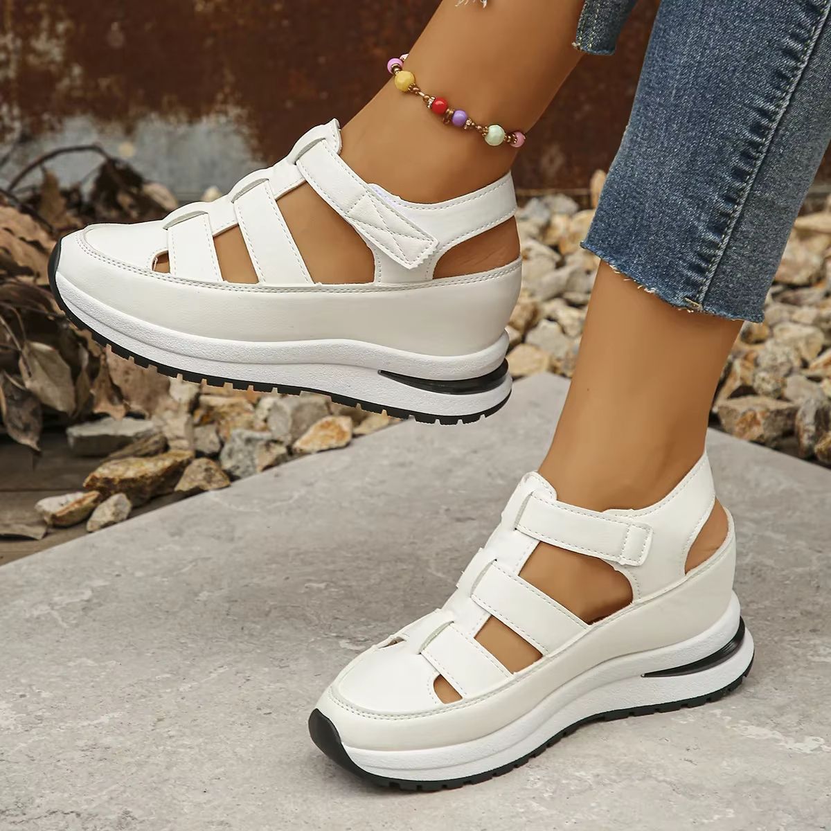 EternaStride Closed Toe Wedge Sandals Buckle Strap Platform Heels For Office And Summer 2