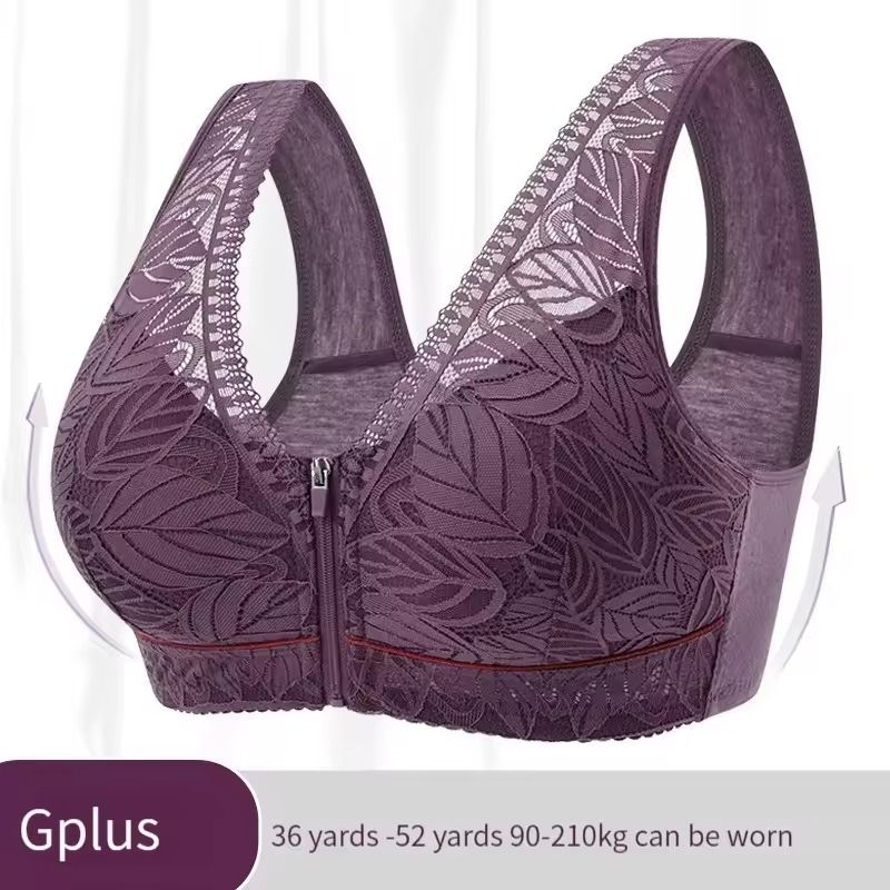 Front Zip Sports Yoga Bra with Cotton Cups