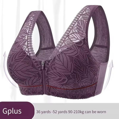 Front Zip Sports Yoga Bra with Cotton Cups