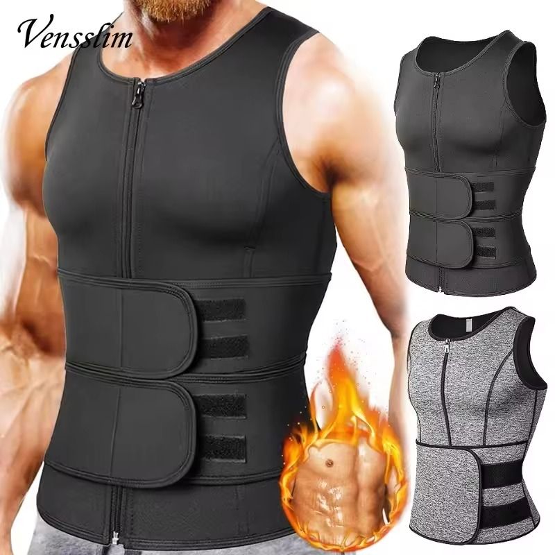Vensslim Men Body Shaper Waist Trainer Vest Slimming Shirt Sauna Sweat Compression Undershirt Shapewear Fat Burner Worko
