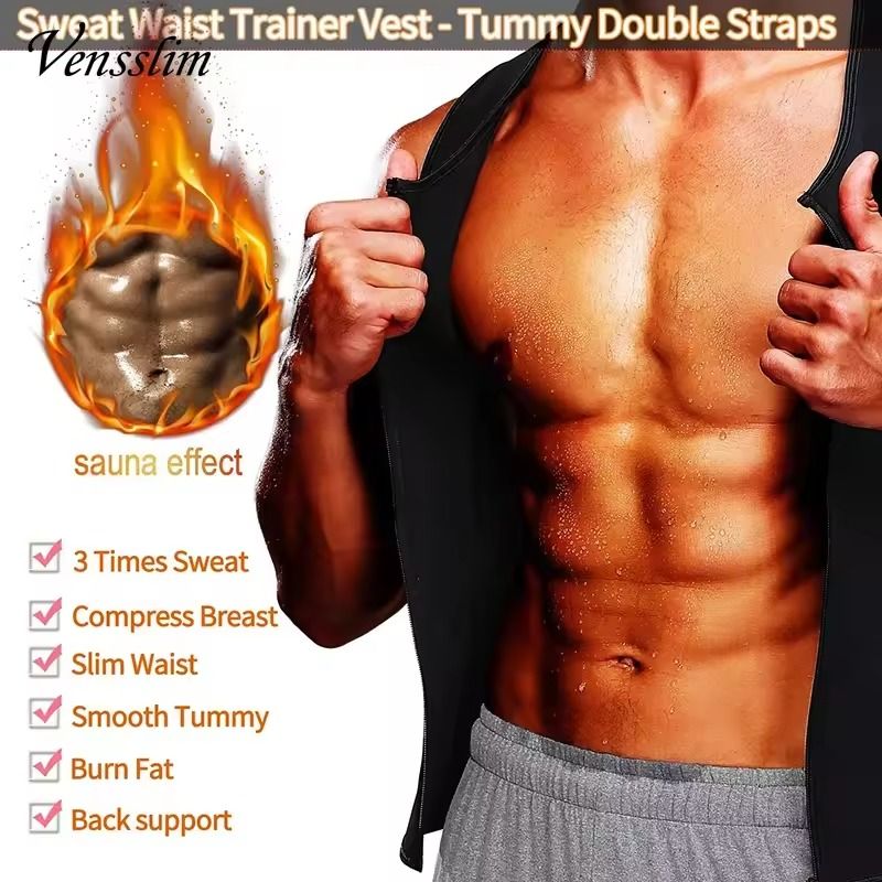 Vensslim Men Body Shaper Waist Trainer Vest Slimming Shirt Sauna Sweat Compression Undershirt Shape 1