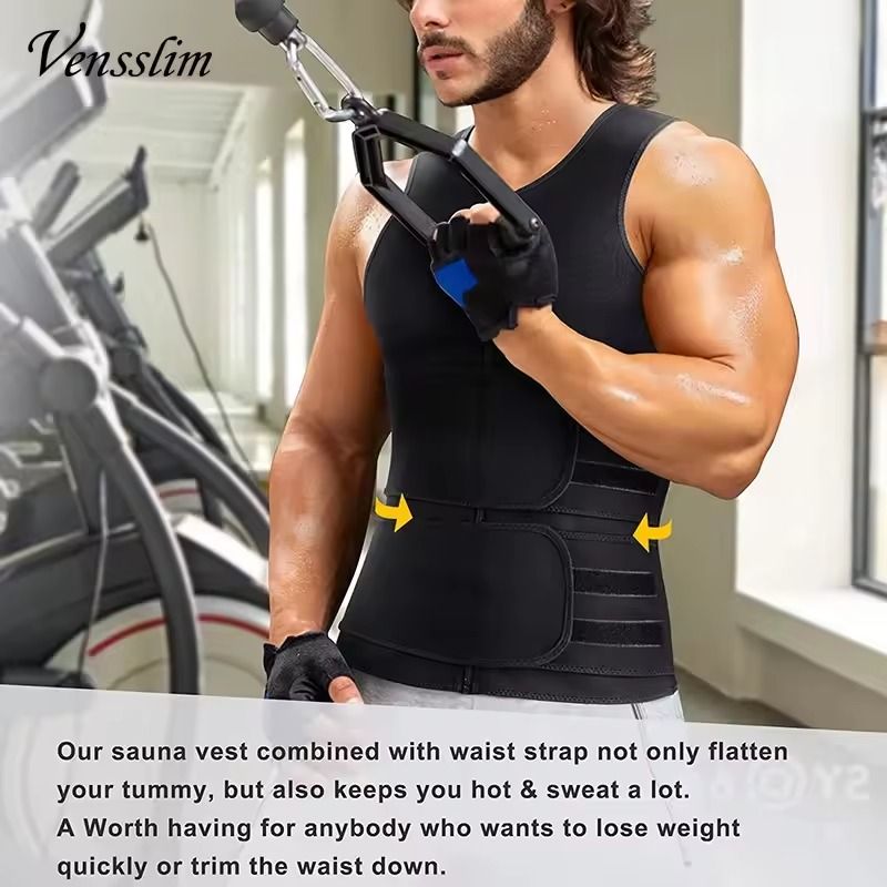 Vensslim Men Body Shaper Waist Trainer Vest Slimming Shirt Sauna Sweat Compression Undershirt Shape 3
