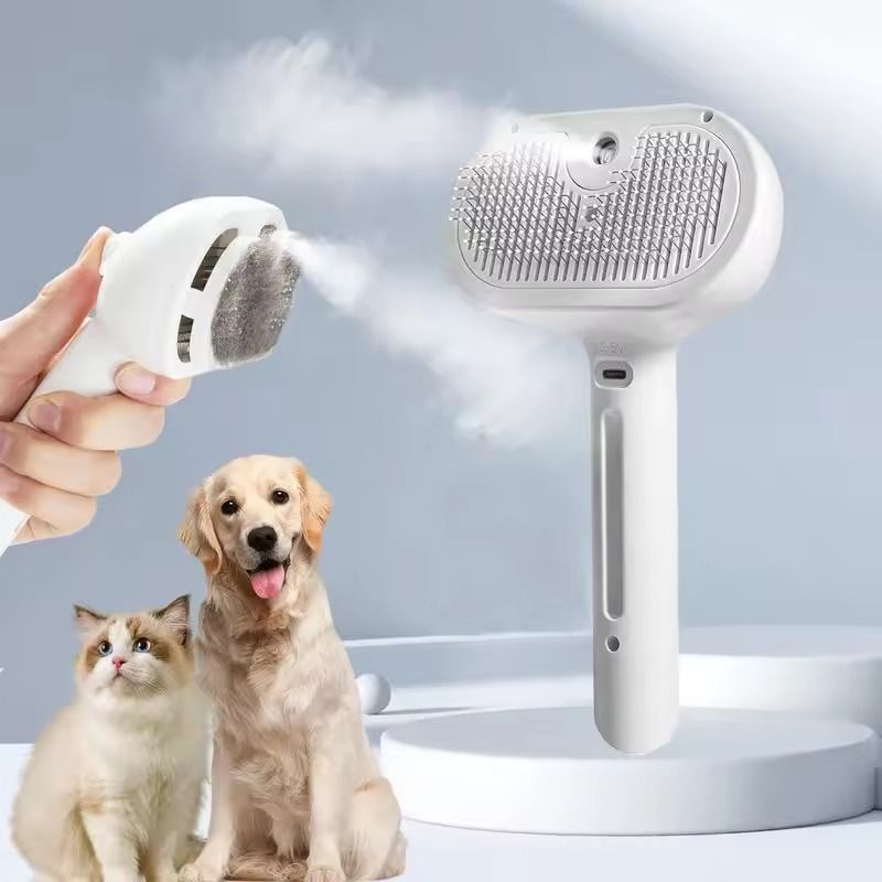 Pet Steam Massage Brush with Hair Removal Comb for Dogs and Cats