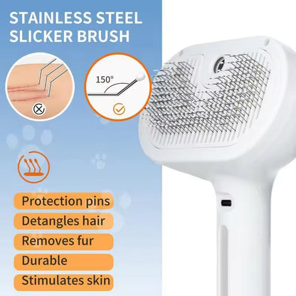 Pet Steam Massage Brush With Hair Removal Comb For Dogs And Cats 4