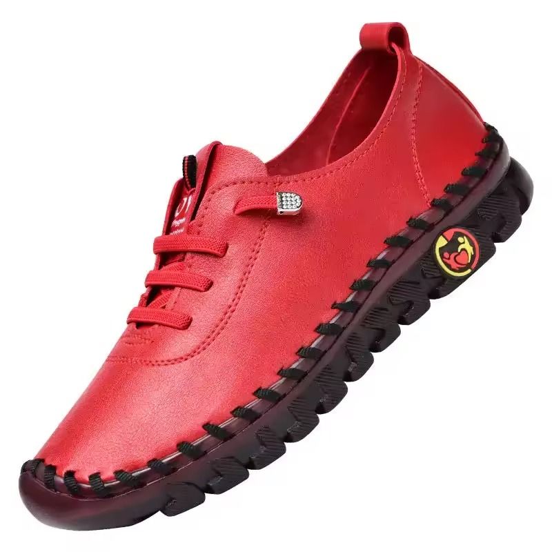 Womens Large Size PU Leather Sneakers With Flat Bottom And Elastic Straps 6