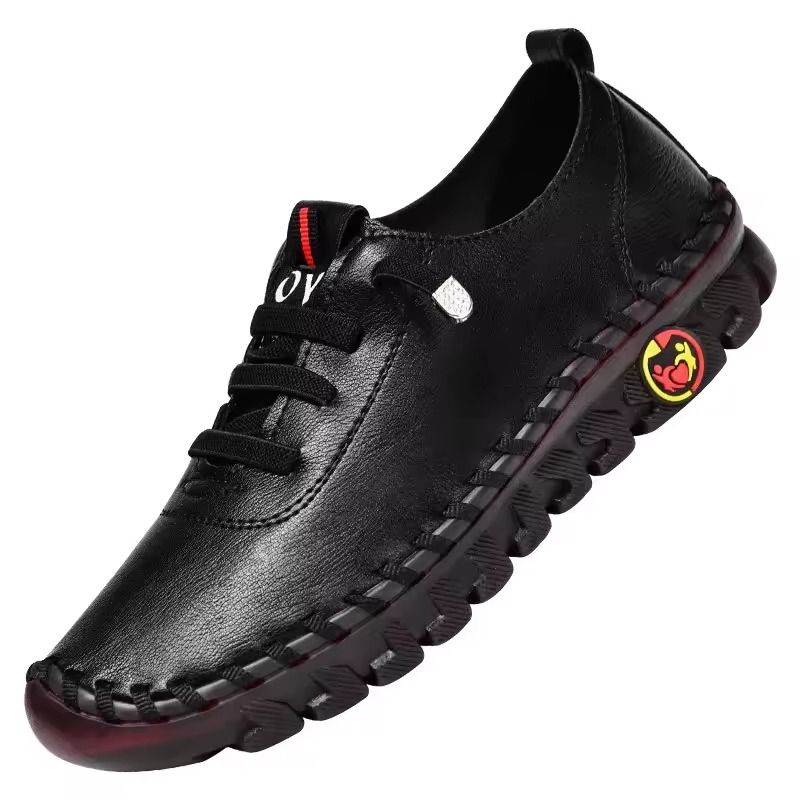 Womens Large Size PU Leather Sneakers With Flat Bottom And Elastic Straps 7