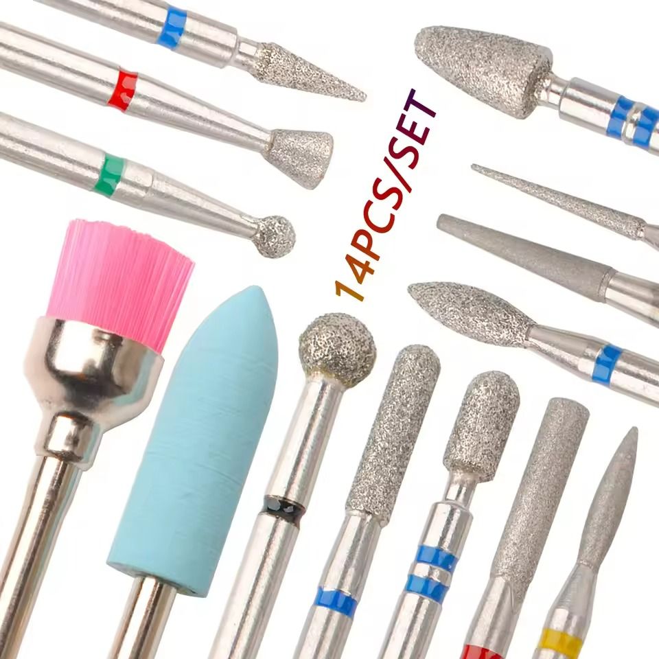 Nail Drill Bit Set 14 Piece Manicure Pedicure Polishing Tools 1